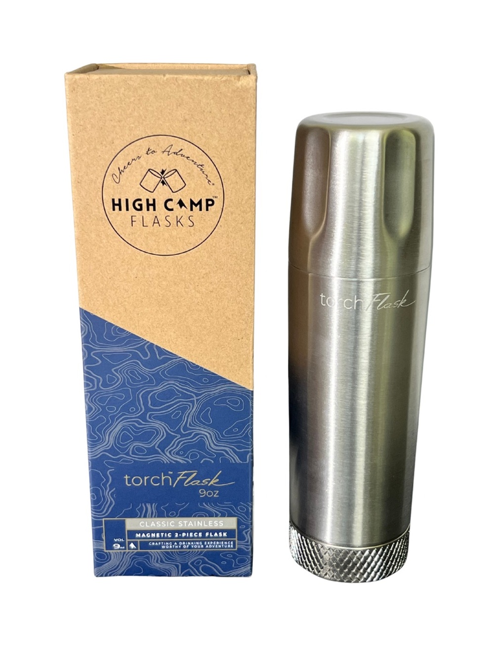 High Camp Torch Flask 9oz Stainless NWT Insulated Stainless Steel Travel Flask